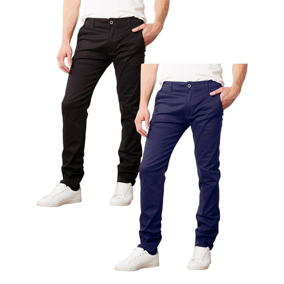 2-Pack Men's Flex Stretch Slim Fit Cotton Everyday Chino Pants (31" Inseam)