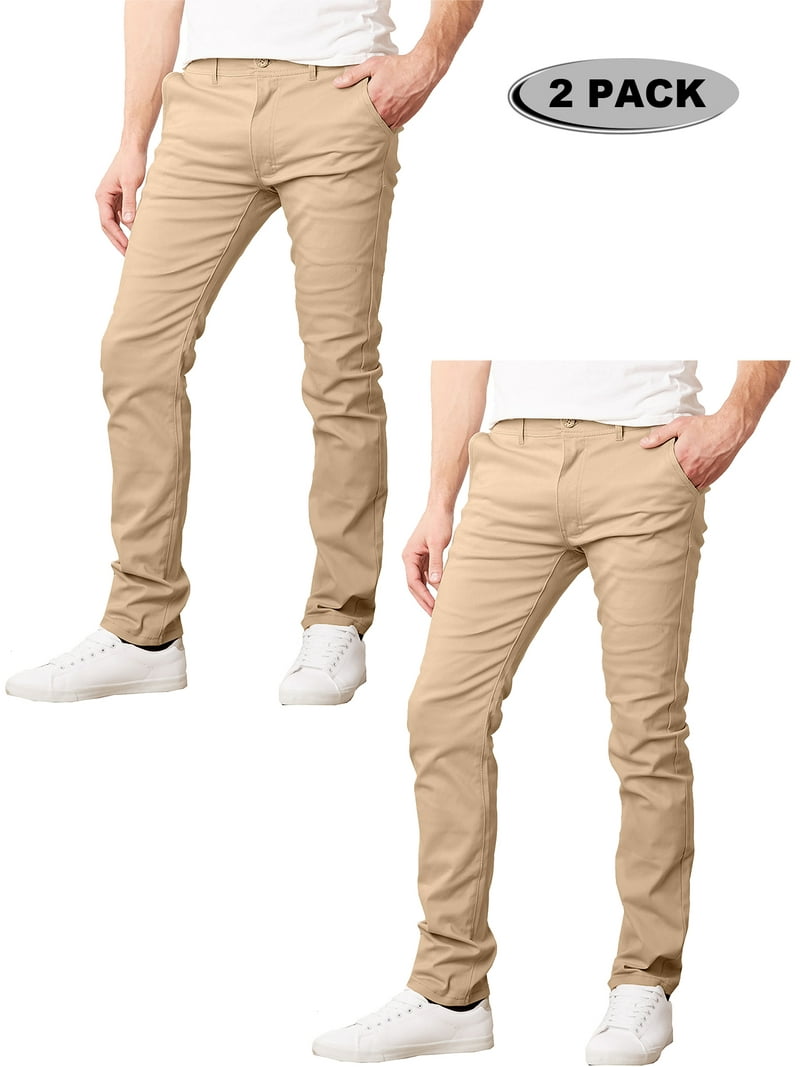 Galaxy by Harvic, 2-Pack Men's Flex Stretch Slim Fit Cotton Chino