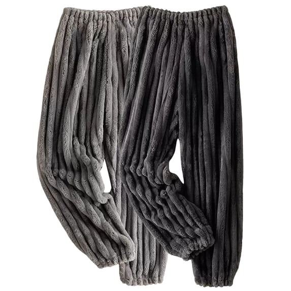 2 Pack Men's Fuzzy Fleece Pajama Pants, Warm Thick Ribbed Loungewear Jogger Bottoms with Elastic Cuffs for Winter Home Sleep 3XL