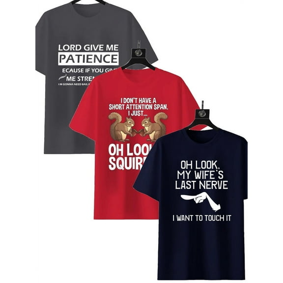 2 Pack Men's Graphic Tee Tops Vintage Letter Print Short Sleeve Crewneck Casual Summer T Shirts Red,Gray XL