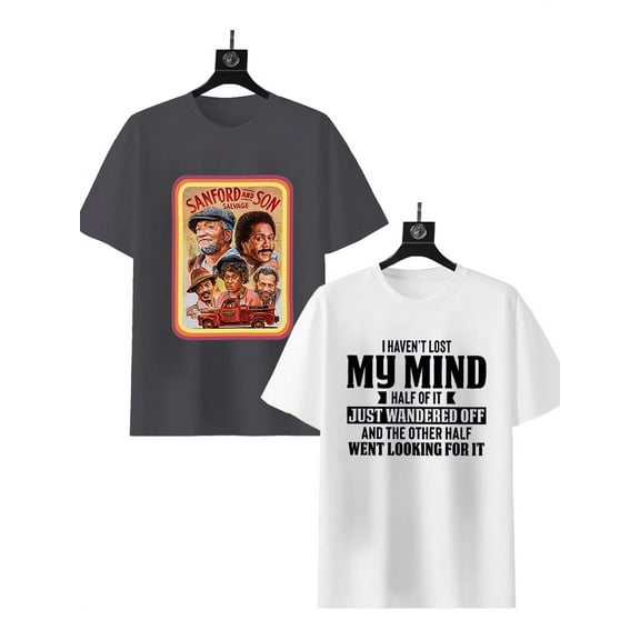 2 Pack Men's Graphic Tees Color Letter Print Crewneck Short Sleeve T Shirts Summer Casual Tee Tops Black,White 3XL