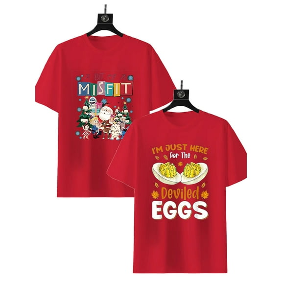 2 Pack Men's Graphic Tees Crew Neck T Shirts Short Sleeve T-Shirts Casual Summer Streetwear Red M