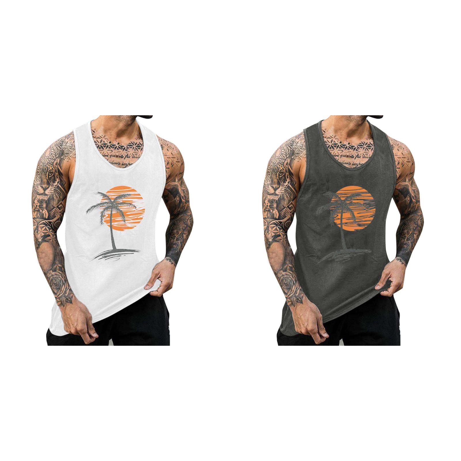 (2Pack) Men's Hawaii Vacation 3D Tops for Men Digital Printing Loose