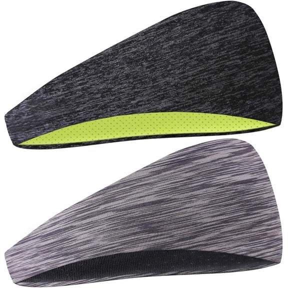 2 Pack Men's Headbands, Unisex, Performance Stretch And Moisture Wicking For Running Workout Gym Tennis Basketball