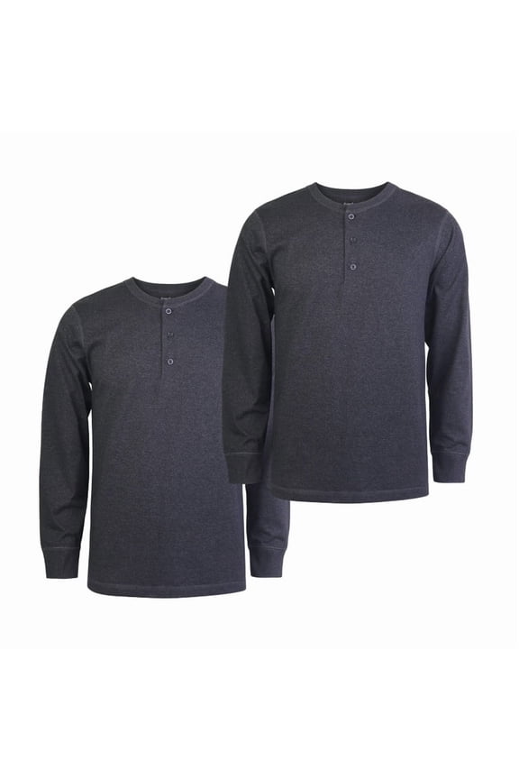 2 Pack Men's Henley Shirts Cotton Long Sleeve Tops S-3XL Regular Big & Tall Breathable Comfy Basic Layering Top Menswear Underwear Classic Casual