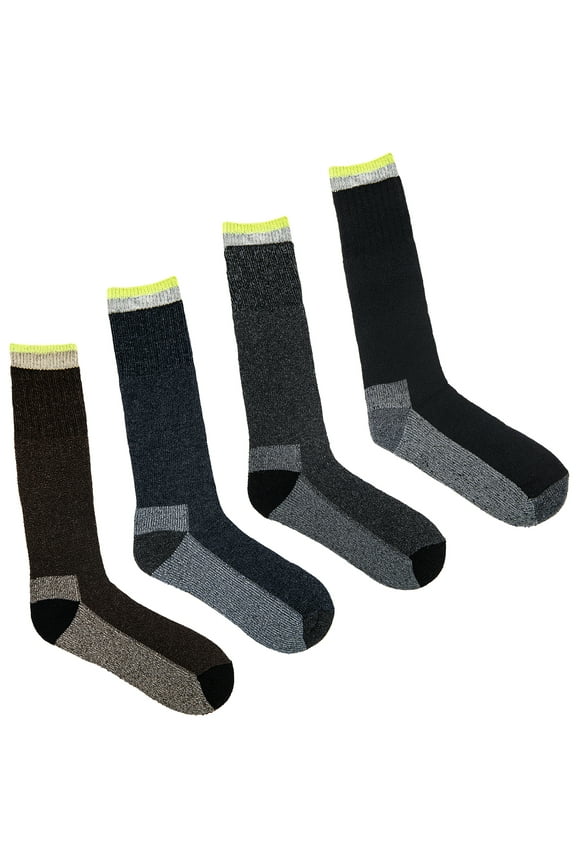 2 Pack Men's JobSite Heavy Thermal Cushion Thick Wool Blend Crew Work Socks Boot Sock (2 Pairs Assorted Colors)