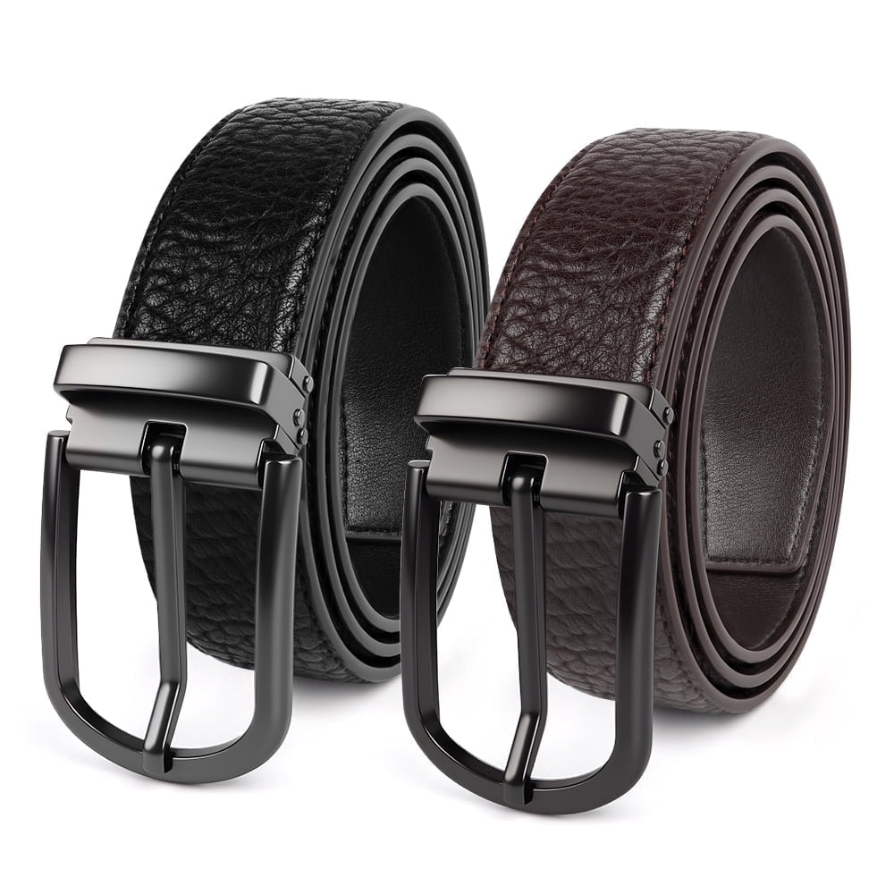 mens leather dress belt CHAOREN Reversible Men 1 Piece - 1.25" Belt 1/4(32mm) wide belt with matching leather keeper 2 Mens Belts Leather Belt with