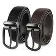 thumbnail image 1 of 2 Pack Mens Belts Leather Belt with Alloy Single Prong Buckle 1 1/2" width Casual Work Dress Belt for Menn, X25009 X25010, 1 of 8