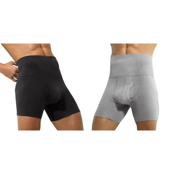 2 Pack Men's Long Boxer Briefs Performance Sports Underwear Tummy Control High Waist Briefs XL