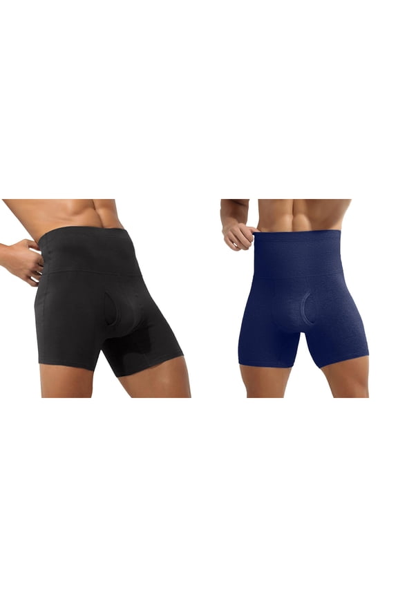 2 Pack Men's Long Boxer Briefs Performance Sports Underwear Tummy Control High Waist Briefs XL