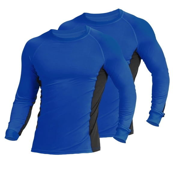 2 Pack Men's Long Sleeve Sun Protection Shirts Quick Dry UPF 50+ Lightweight Athletic Shirt for Workout Hiking Fishing Blue Medium