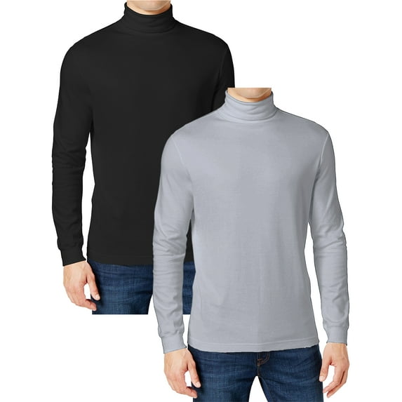 2-Pack Men's Long Sleeve Turtle Neck T-Shirt (Sizes, S to 2XL)