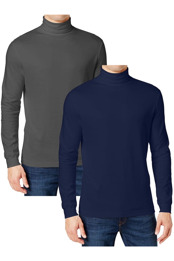 2-Pack Men's Long Sleeve Turtle Neck T-Shirt (Sizes, S to 2XL)