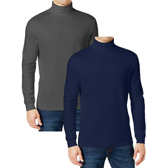 2-Pack Men's Long Sleeve Turtle Neck T-Shirt (Sizes, S to 2XL)
