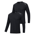thumbnail image 1 of 2 Pack Men's Long Sleeve Workout Shirts Sun Protection Tee Moisture Wicking Quick Dry Athletic Gym Workout T Shirts Black L, 1 of 7