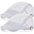 thumbnail image 1 of 2 Pack Men's Mesh Cap Breathable Summer Newsboy Hat Adjustable Duckbill Ivy Gatsby Cabbie Driving Hat, 1 of 4
