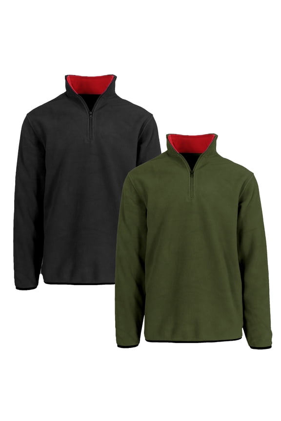 2-Pack Men's Polar Fleece Pullover Quarter Zip Sweater (Sizes, S-2XL)