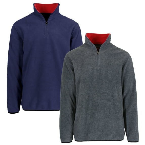 2-Pack Men's Polar Fleece Pullover Quarter Zip Sweater (Sizes, S-2XL)