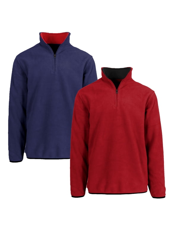2-Pack Men's Polar Fleece Pullover Quarter Zip Sweater (Sizes, S-2XL)