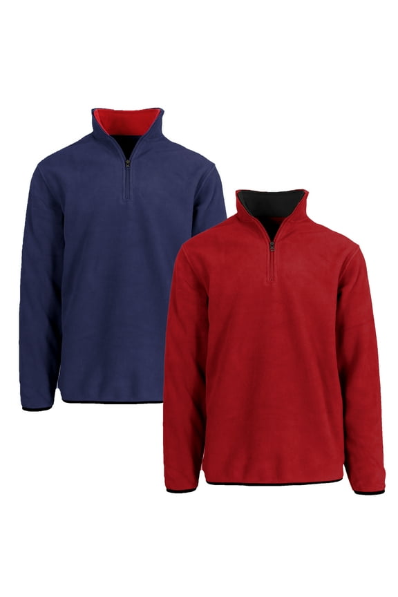 2-Pack Men's Polar Fleece Pullover Quarter Zip Sweater (Sizes, S-2XL)