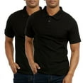 thumbnail image 1 of 2 Pack Men's Polo Shirt Cotton S-3XL Half Button Front Short Sleeve Regular Big & Tall Plain Daily Classic-Fit Casual Top Golf Outdoor Breathable Menswear, 1 of 4