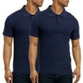 thumbnail image 1 of 2 Pack Men's Polo Shirt Cotton S-3XL Half Button Front Short Sleeve Regular Big & Tall Plain Daily Classic-Fit Casual Top Golf Outdoor Breathable Menswear, 1 of 4