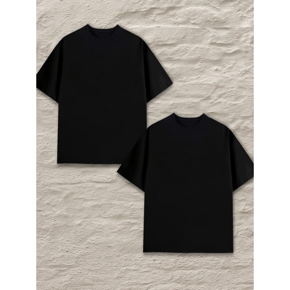 2-Pack Men's Short Sleeve Solid Crew Neck Minimalist Regular-Fit Tee (Black/White, S-3XL)