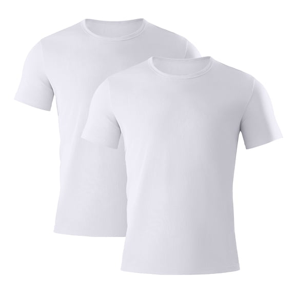 2 Pack Men's Quick Dry Workout T-Shirts Short Sleeve Activewear Moisture Wikcing Gym Running Tee Shirts Breathable Tee Top, White & White, L