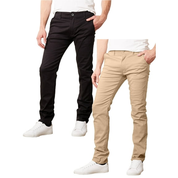 2-Pack Men's Super Stretch Slim Fit Everyday Chino Pants (Sizes, 30-42)