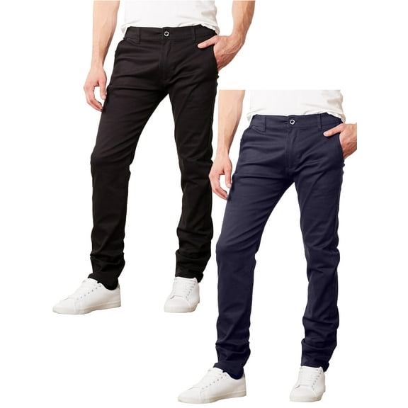 2-Pack Men's Super Stretch Slim Fit Everyday Chino Pants (Sizes, 30-42)