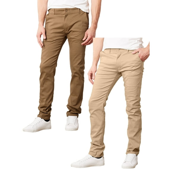 2-Pack Men's Super Stretch Slim Fit Everyday Chino Pants (Sizes, 30-42)