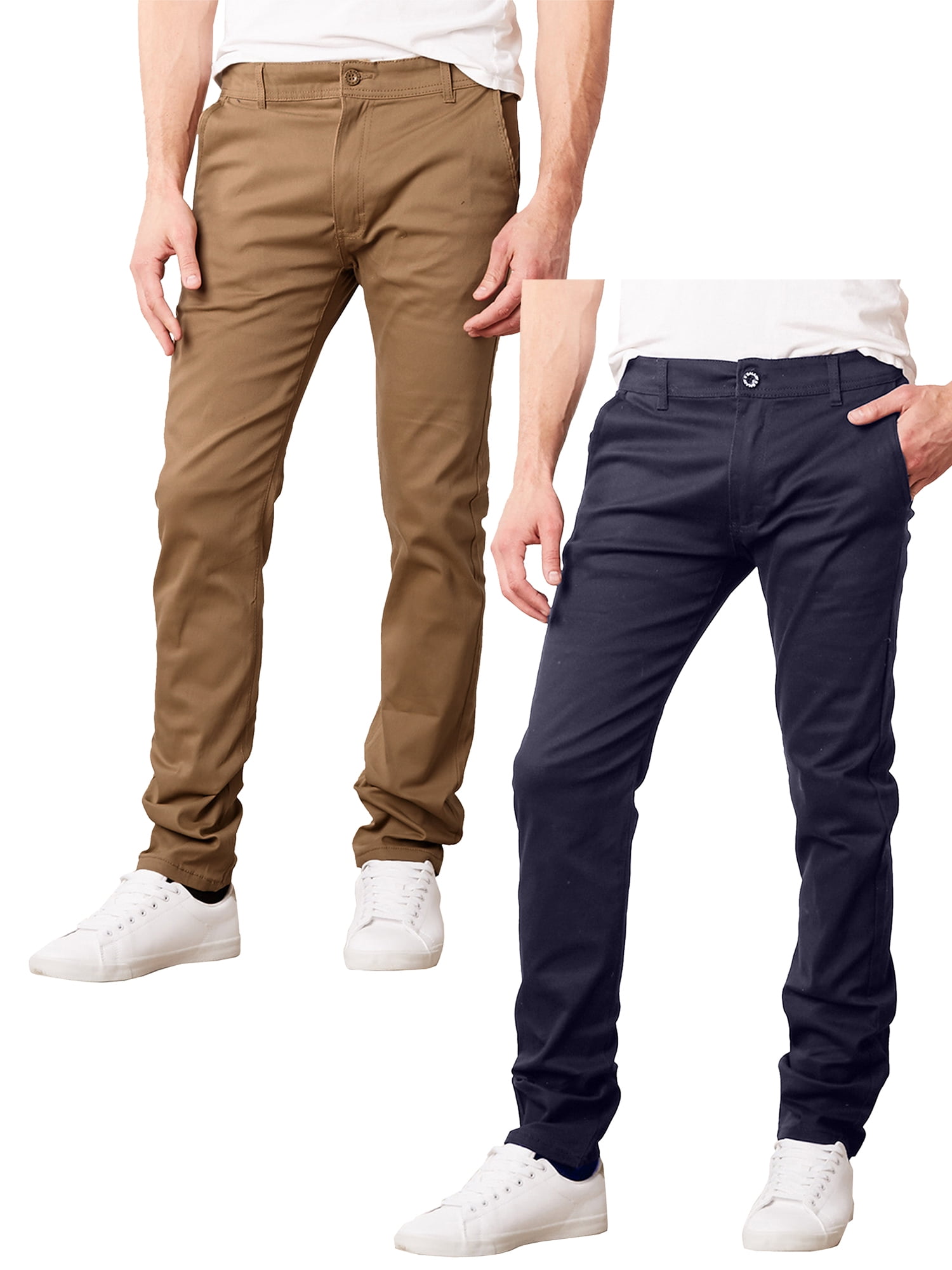 2-Pack Men's Super Stretch Slim Fit Everyday Chino Pants (Sizes
