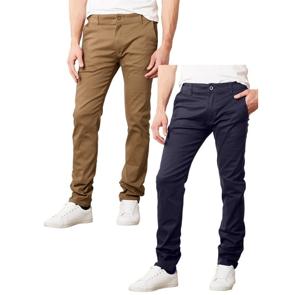 2-Pack Men's Super Stretch Slim Fit Everyday Chino Pants (Sizes, 30-42)