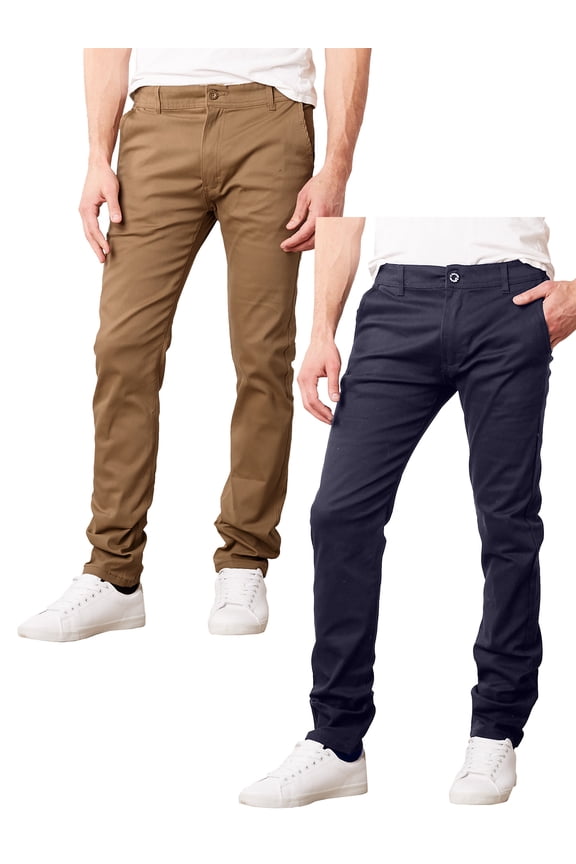 2-Pack Men's Super Stretch Slim Fit Everyday Chino Pants (Sizes, 30-42)