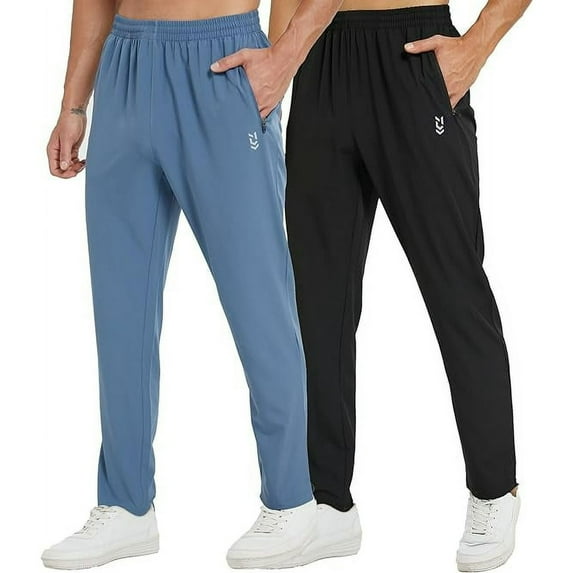 2 Pack Men's Sweatpants with Zipper Pockets Jogging Pants Tapered Athletic Pants for Men Running,Workout,Lounge