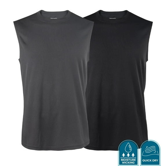 2 Pack Men's Tank Tops Quick Dry Moisture Wicking Performance S-3XL Basic Athletic Daily Regular Big & Tall Workout Gym Solid T-shirts Tops Activewear