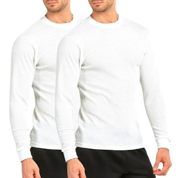 2 Pack Men's Thermal Shirt Cotton Waffle-Knit Long Sleeve Crew Neck Thick Warm Tops S-3XL Plain Regular Big & Tall Menswear Casual Winter Fall Spring Basic