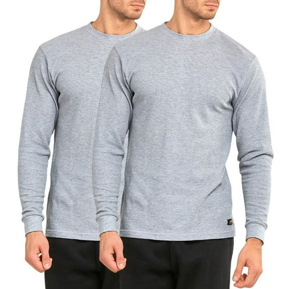 2 Pack Men's Thermal Shirt Cotton Waffle-Knit Long Sleeve Crew Neck Thick Warm Tops S-3XL Plain Regular Big & Tall Menswear Casual Winter Fall Spring Basic