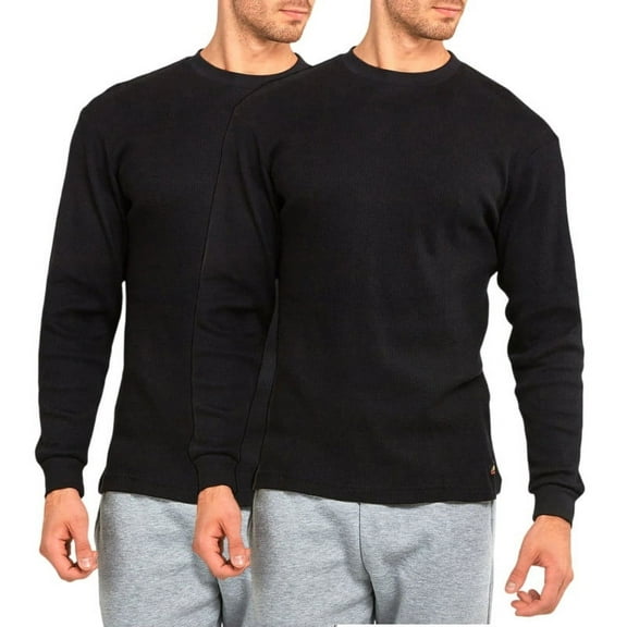 2 Pack Men's Thermal Shirt Cotton Waffle-Knit Long Sleeve Crew Neck Thick Warm Tops S-3XL Plain Regular Big & Tall Menswear Casual Winter Fall Spring Basic