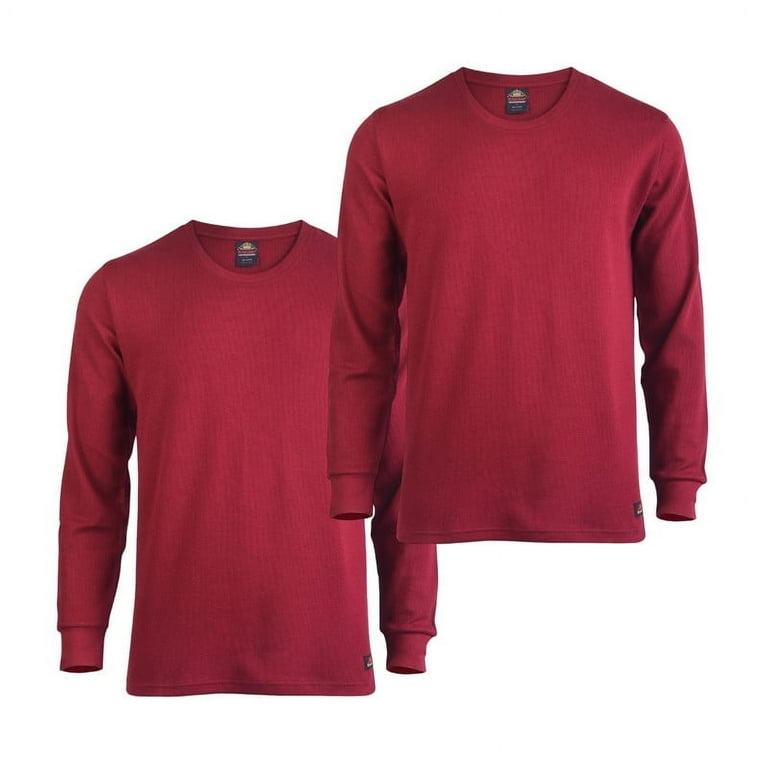Pack Men's Thermal Shirt Cotton Waffle-Knit Long Sleeve Crew