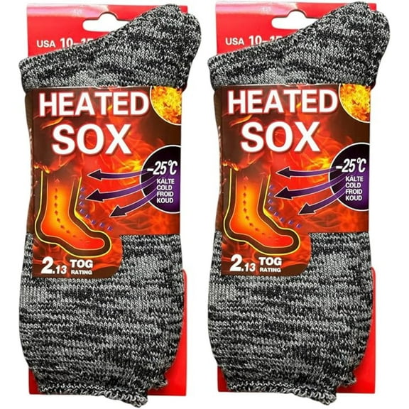 2 Pack Men's Warm Winter heated Thick Thermal Socks Keeps Feet Warmer 2.13 TOG Heat Rating Size: 10-15.