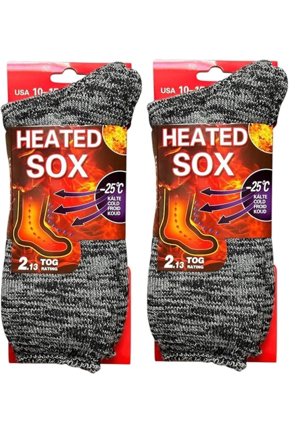 2 Pack Men's Warm Winter heated Thick Thermal Socks Keeps Feet Warmer 2.13 TOG Heat Rating Size: 10-15.