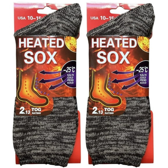 2 Pack Men's Warm Winter heated Thick Thermal Socks Keeps Feet Warmer 2.13 TOG Heat Rating Size: 10-15.