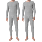 BARGAIN HONCHO 2-Pack Men's Winter Warm Fleece Lined Thermal Underwear Set for Cold Weather