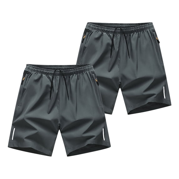 2 Pack Mens Athletic Shorts Quick Dry Moisture-Wicking Zipper Pockets Elastic Waist Short Pants Fathers Gift