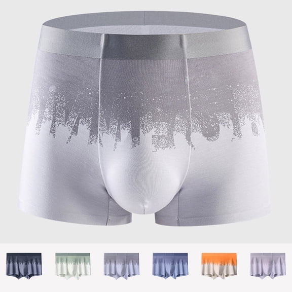2 Pack Mens Big and Tall Boxer Briefs L-4X Plus Size Soft Modal-Underwear Boys Casual Gradient Printed Breathable High Waisted Stretchy Boxers