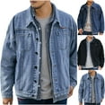 thumbnail image 1 of 2 Pack Mens Big & Tall Denim Jackets Plus Size M-5X Button-Down Coats with Pockets and Collared Long Sleeve Streetwear Motorcycle Outerwear Jean Jacket, 1 of 8