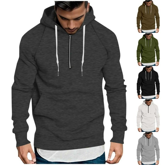2 Pack Mens Big & Tall Hoodies with Pocket and Zipper Plus Size S-4X Fleece Lined Sweatshirts Pullover Solid Color Thermal Warm Long Sleeve Hoodie Tops