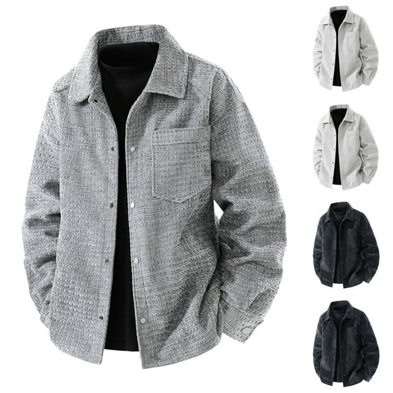 2 Pack Mens Big & Tall Jackets Plus Size M-4X Button-Down Collared Coats with Pockets Long Sleeve Classic Solid Color Warm Going Out Outerwear Jacket