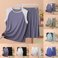 thumbnail image 1 of 2 Pack Mens Big & Tall Pajamas Sets XL-5X Plus Size Soft Modal Sleepwear Sleeveless Tank Tops Shorts Color-Block Loungewear Set with Pockets, 1 of 8
